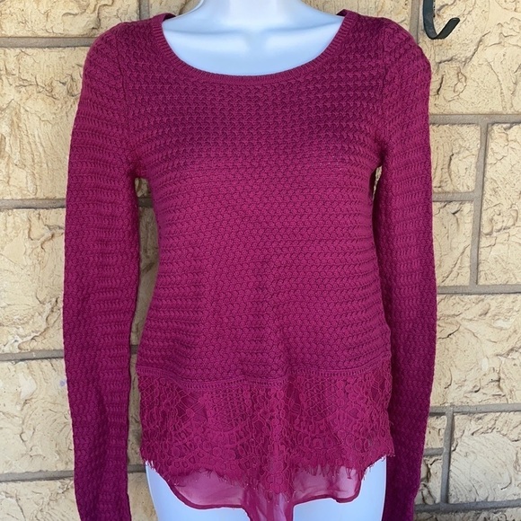 Lucky Brand Sweater Lace Bottom sheer Size XS y2k - Picture 9 of 12